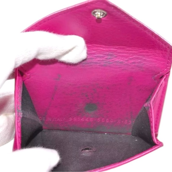 Balenciaga Pink Leather Papier Logo Mini Compact Trifold Wallet | PRELOVED🩷🩷 - Picture 7 of 10